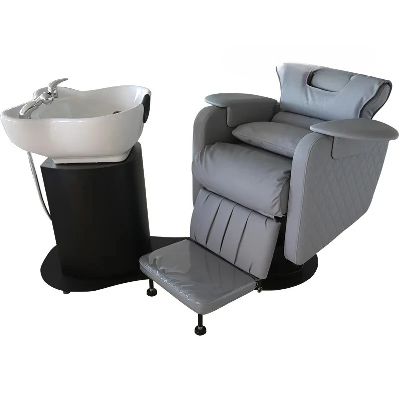 TTJapanese-style High-end Barber Shop Electric Shampoo Bed Can Be Reclined And Rotated, And The Semi-lying Flush Bed Is Integrat