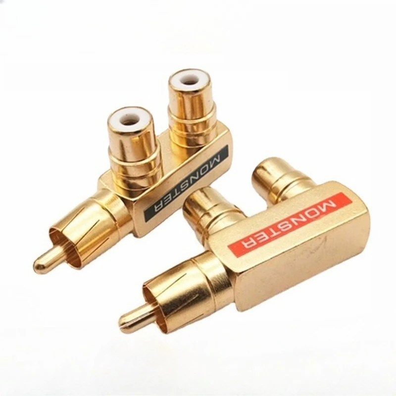 2PCS RCA Adapter Gold Plated AV Splitter 1 Male to 2 Female Connector for Home Theater Speaker Audio Video Equipment,F-TYPE