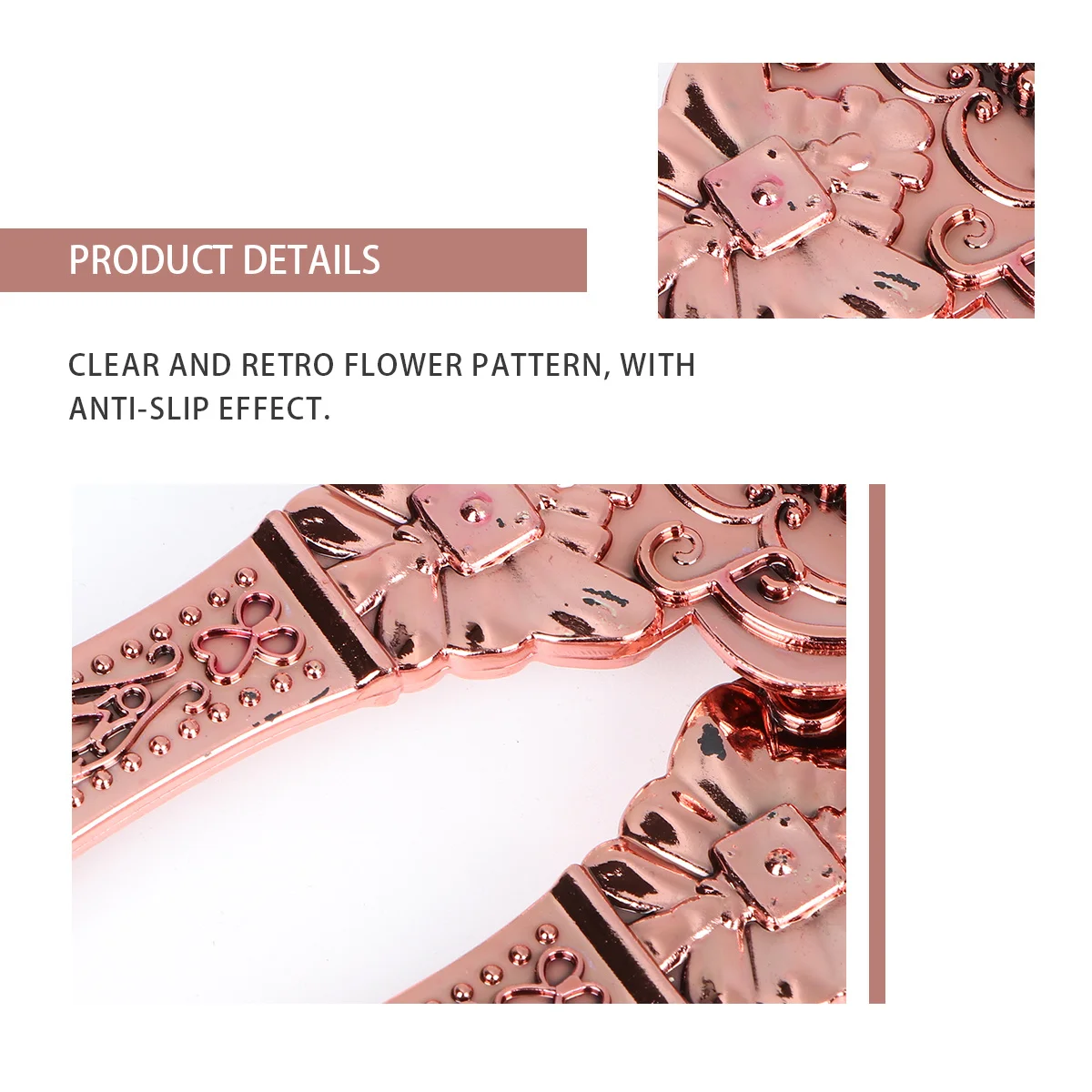 

2Pcs Handheld Vintage Makeup Mirror Portable Lightweight Embossed Mirror Decorative Design for Home Travel