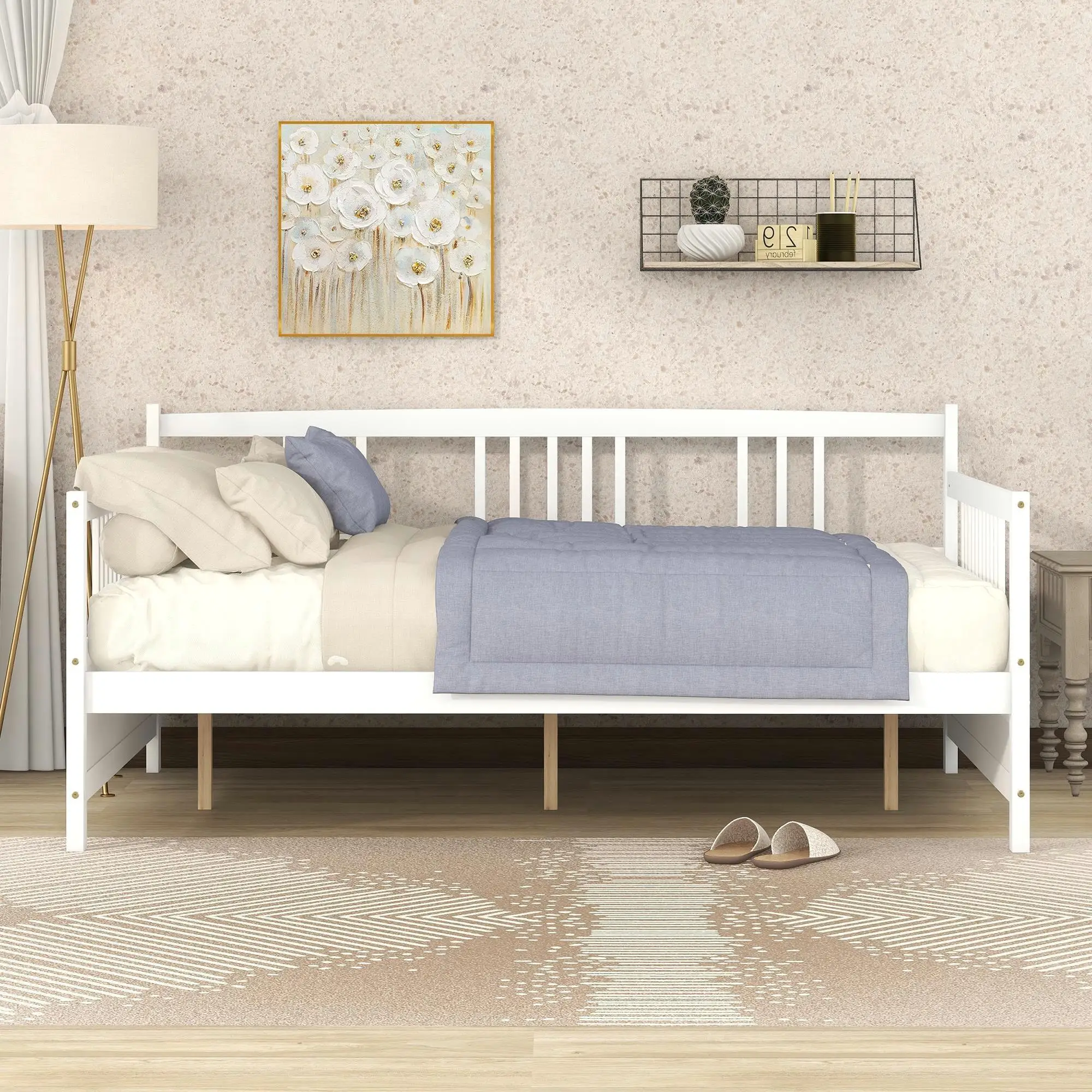 White Full Size Daybed with Sturdy Support Legs - Stylish Bedding Solution