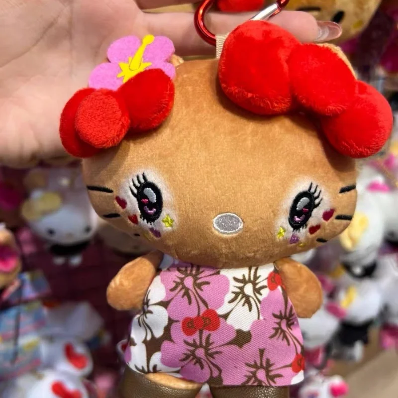 New Sanrio Kitty Black Leather Hot Girl Outfit Plush Doll Cute Pendant Cute Toy Birthday Gift Table Decoration Children'S Toy