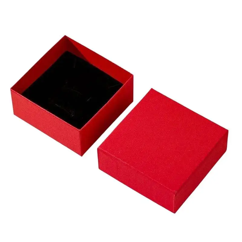 Rote Schmuckbox mit Baumwollpolster, Papier-Schmucketui, tragbare Reisebox für Ringe, Ohrringe, Halsketten, Geschenkverpackung, Aufbewahrungsboxen – Detail 10