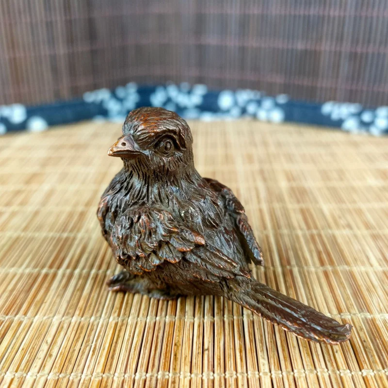 Distressed Antique Copper Solid a Little Sparrow Paper Weight Ornaments Study Tea Ceremony Tea Ornaments Decorative Small Orname