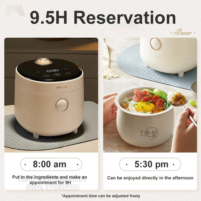 Bear Rice Cooker 1.6L Portable Multi-Function Electric Cooker Mini Quick Cooking Home Kitchen Appliances For Dormitory Office