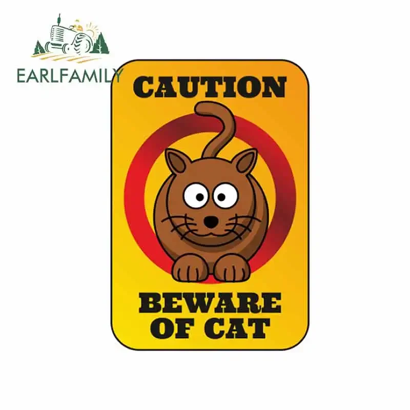 EARLFAMILY 13cm x 9cm For BEWARE OF CAT Funny Sign Car Sticker Suitable For Any Flat And Smooth Clean Surface Decal Graphics