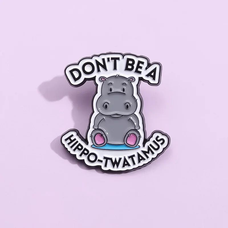 Hippopotamus Brooch Cute Cartoon Animal Accessories Metal Badge Wholesale Badges on Backpack Pin Pins for Clothes Lapel Cap Bag