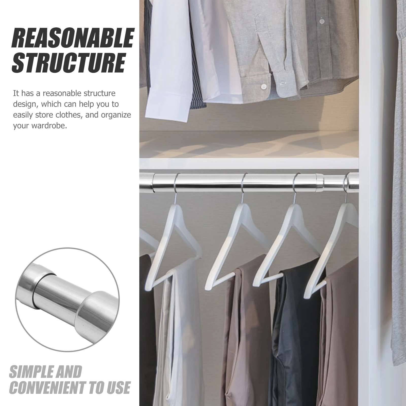 

Stainless Steel Adjustable Closet Rod Heavy Duty Clothes Rail for Wardrobe Wardrobe Hanging Rod Clothes Hanging Rods