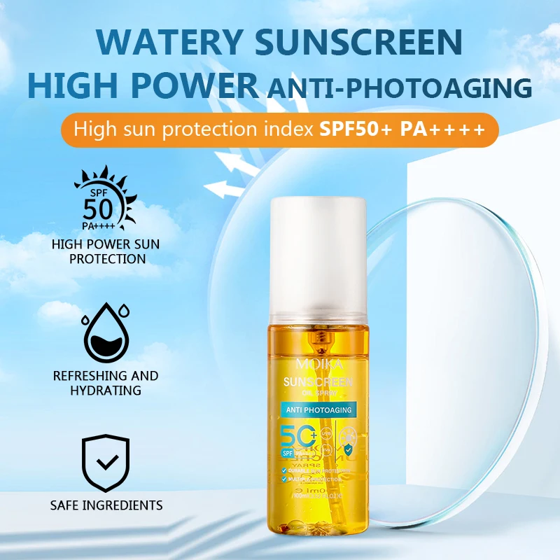 MOIKA Sunscreen Oil Spray Facial Body Whitening Sun Cream Sunblock Skin Protective Cream Oil-control Moisturizing SPF50+