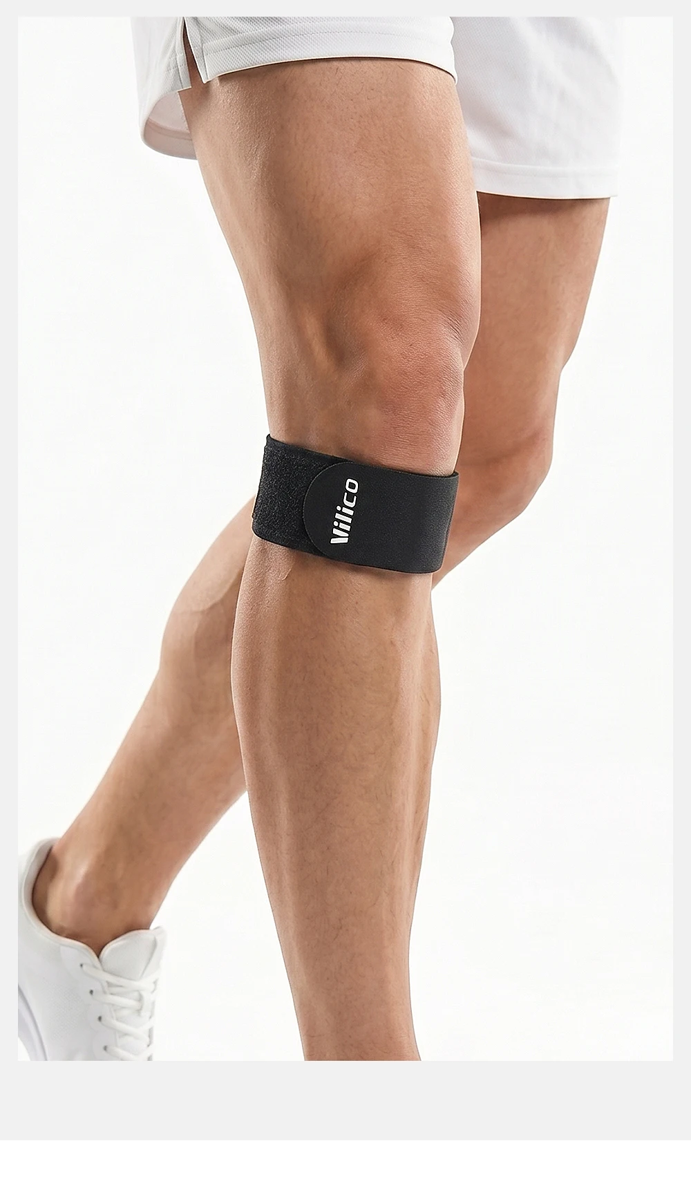 1 Stück Patellasehnenband, Vilico ultradünnes 0,9 mm rutschfestes, verstellbares Kompressions-Knieband für Laufen, Radfahren, Training, Unise – Detail 11