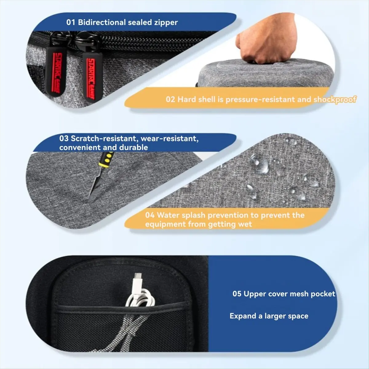 ♬◤Popular Style  ◥ Portable Carrying Case for 3/3S VR Headsets Larger Capacity Travel Protective Bag Grey