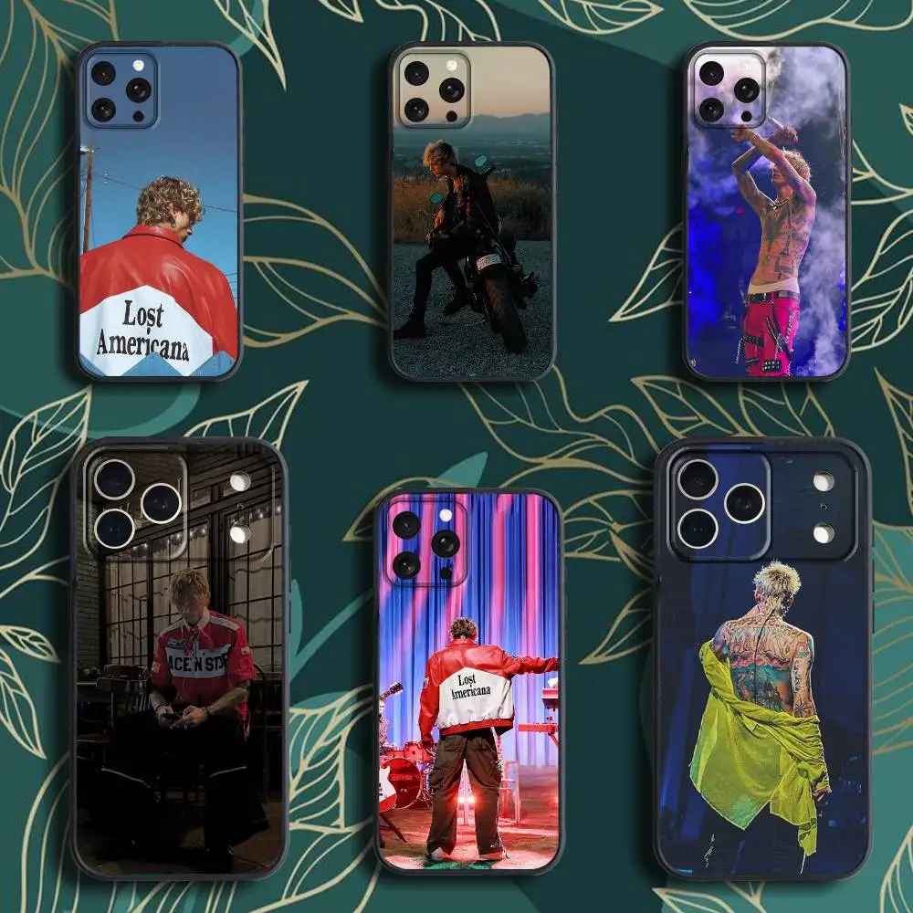 

MGK L-LOST A-AMERICANA Phone Case For iPhone 17,16,15,14,13,12,Pro,Max,Plus,E,SE4,Air,Mini Black Soft Box