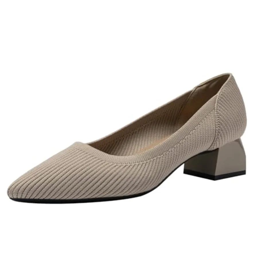 

youngshow Women's Pumps s Pointed Toe Knit Slip On Comfortable Casual Formal Dress Shoes