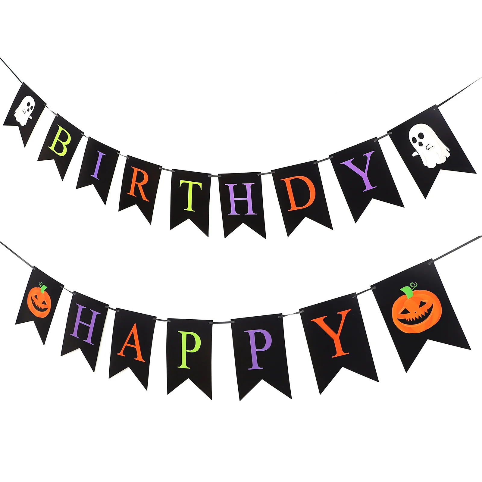 

2pcs Pumpkin Birthday Banner Halloween Haunted House Pendant Party Decor 2 Bags Home Hanging Flag Haunted House nament Wreath