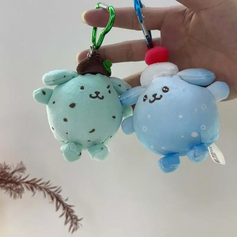 Kawaii Cartoon Pom Pom Purin Fruit Mint Chocolate Plush Toys Keychain Creative Accessories Bag Pendant Doll Friends Holiday Gift