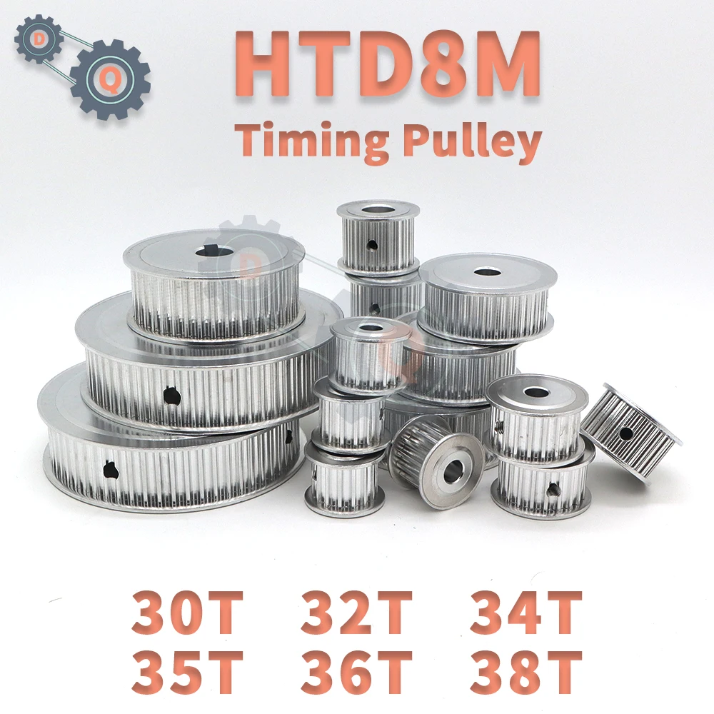 HTD 8M Pulley 30T 32T 34T 35T 36T 38T Belt Pulley Keyway HTD8M Toothed Pulley 20 24 teeth HTD 8M Synchronus Wheel 20mm 25mm 30mm