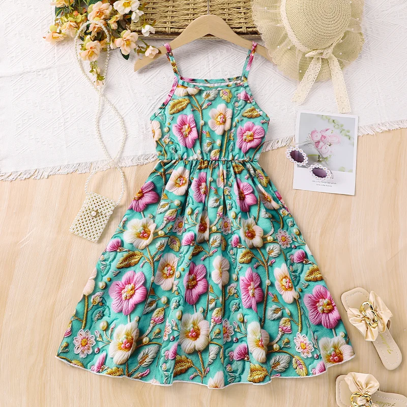

Girls' New Fashionable Dresses in Summer 2025, Suspender Dresses in the Style of the Breeze of the Champs-Élysées