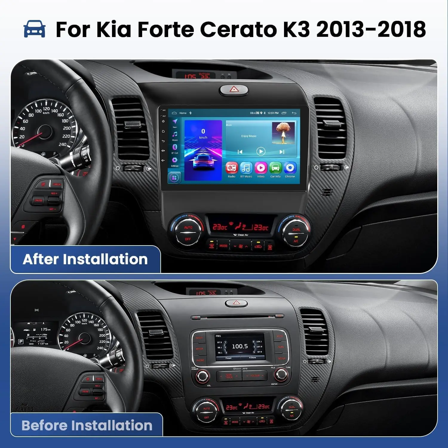 

Android 13 Car Stereo for KIA Cerato K3 Forte 2013-2018 Radio 9 Inch Touch Screen For CarPlay Android Auto Mirror Automobiles