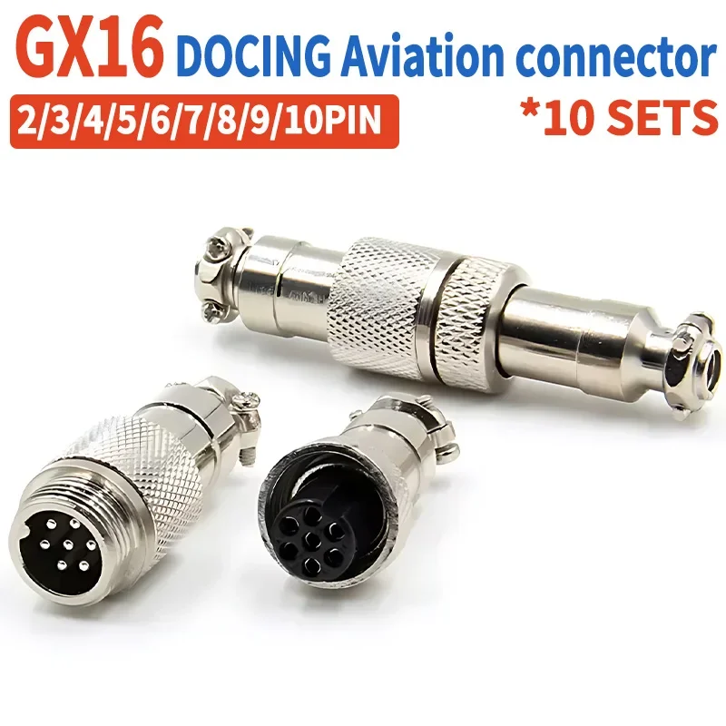 

10Set GX16 2 3 4 5 6 7 8 9 10 Pins Male Female Lc Cable Aviator Aviation Circular Connector Plug Socket GX12 GX20