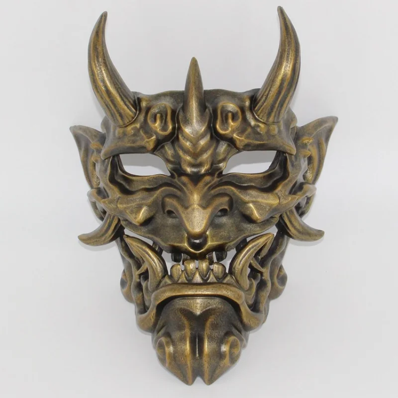 

Horror Red Prajna Mask Japanese Golden Ghost Warrior Cosplay Mask Masquerade Cool Mascara Silver Warrior Full Face Masque Anime