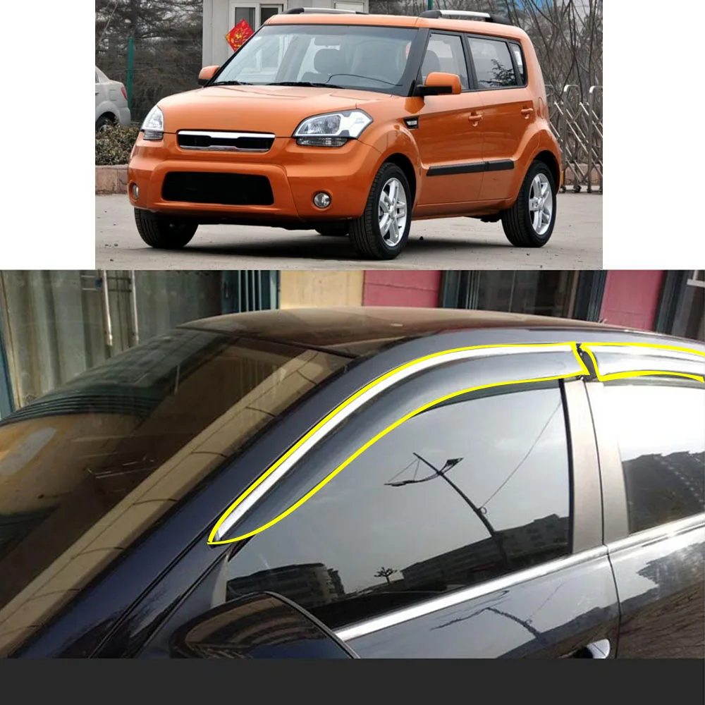 

Car Sticker Plastic Window Glass Wind Visor Rain/Sun Guard Vent For KIA Soul 2010-2011 2012 2013 2014 2015 2016-2017 2018-2021