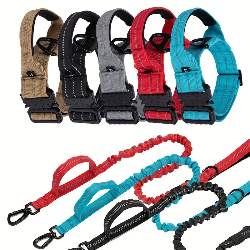 

Durable Tactical Military Dog Collar & Leash Set - Explosion-Proof, High-Strength Nylon, Reflective, Adjustable for Medium & Lar