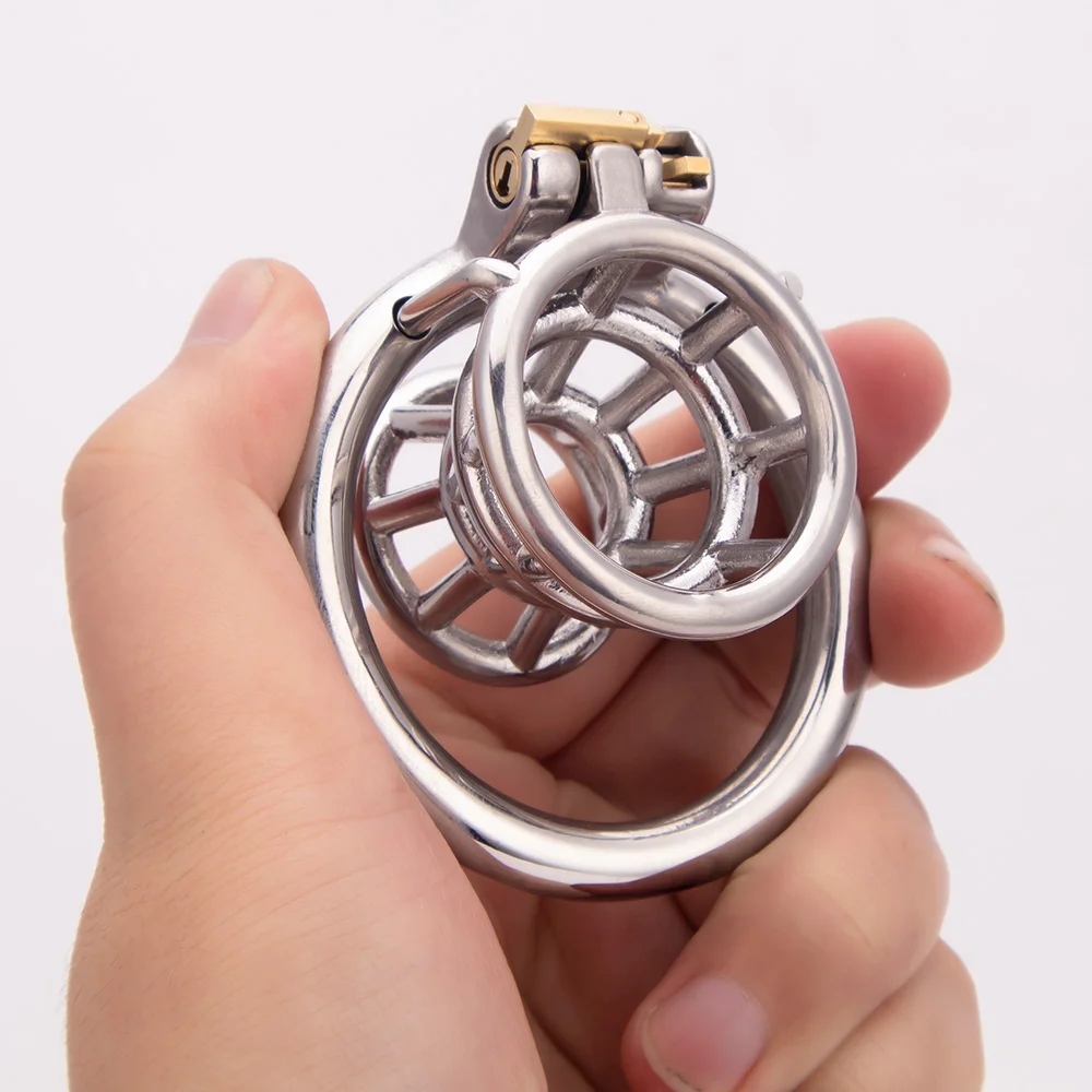 New Inverted Negative Lock Chastity Cage Male Fish Basket Exposed Stainless Steel Cock Cage Penis Cages BDSM Sex Toys For Men