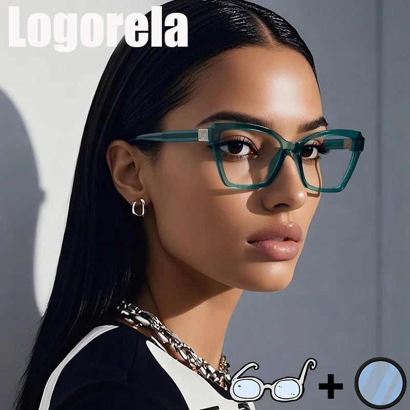 

Logorela 2283 Women Optical Prescription Glasses Anti-Blue Light Photochromic Eyewear Myopia Hyperopia Progressive Eyeglasses