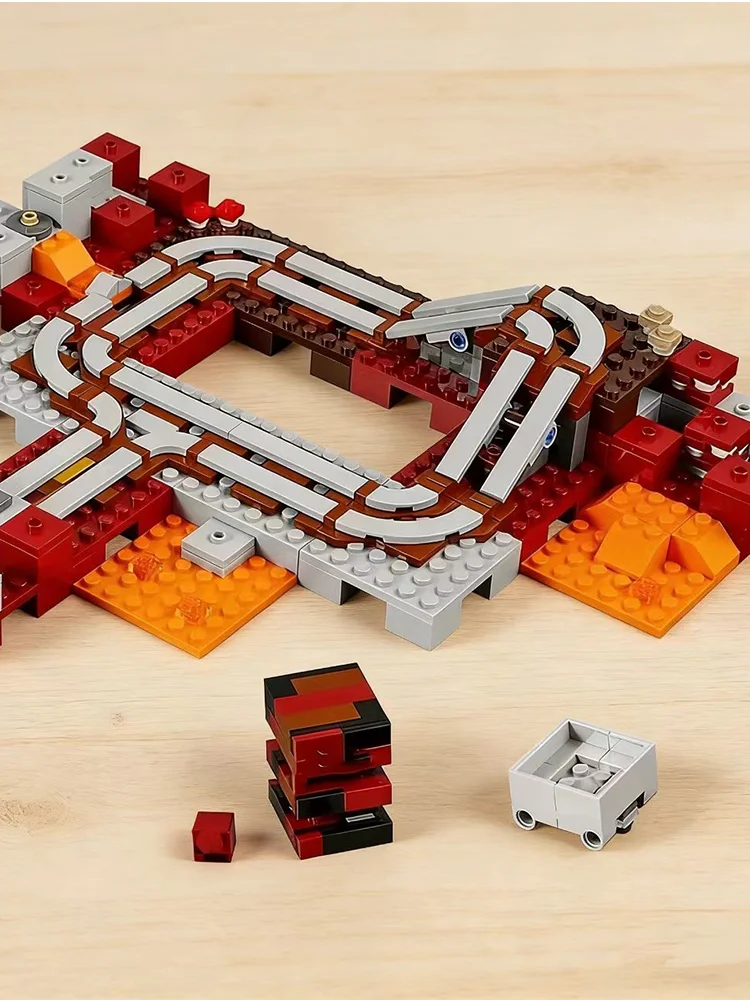 

Совместимые наборы MOC, серия игр My Mini World, строительные блоки, Нидер, железная дорога, Magma Cube, детские игрушки, сборка подарка