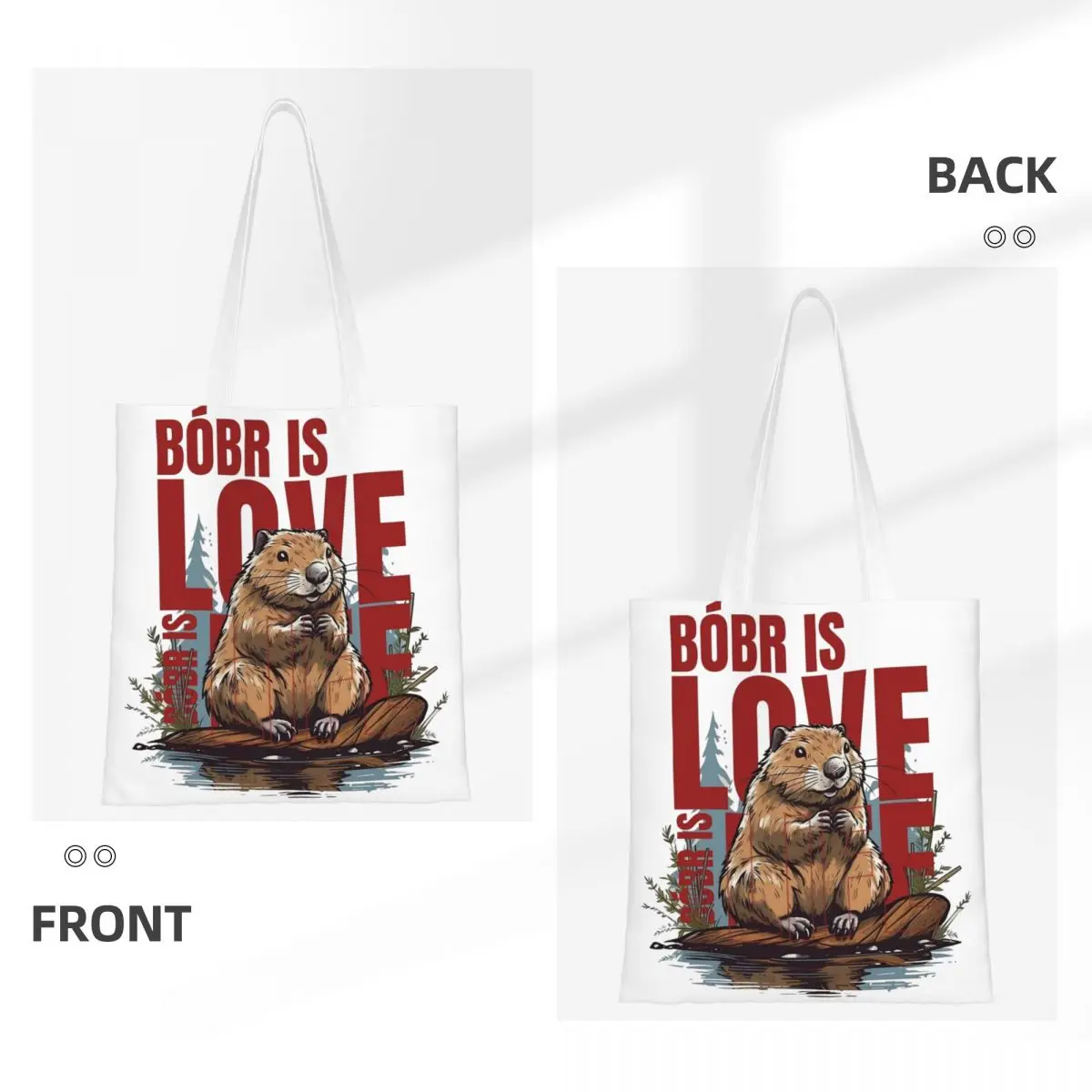 Women Men Polish Beaver Moment Bobr Is Love Bobr Is Life Tote Bags Large Capacity Bober Kurwa Grocery Bag for Shopping Handbags