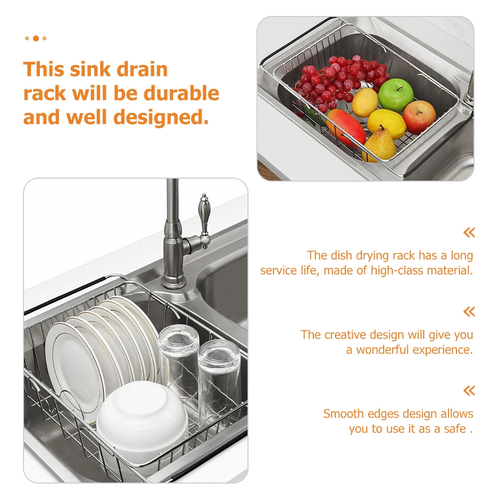 

Stainless Steel Expandable Dish Drying Over Large Capacity Multi-Hole Drain Dishwasher Drainer Rack For Kitchen Sink Storage