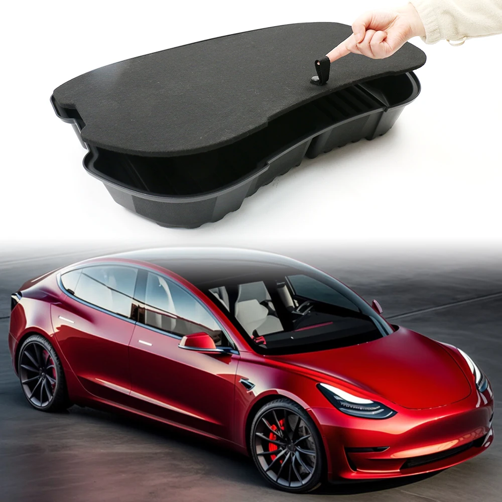 Car Front Trunk Storage Box Frunk Organizer Cargo Protective Tray For Tesla Model 3 Highland 2024 Storage Container Waterproof