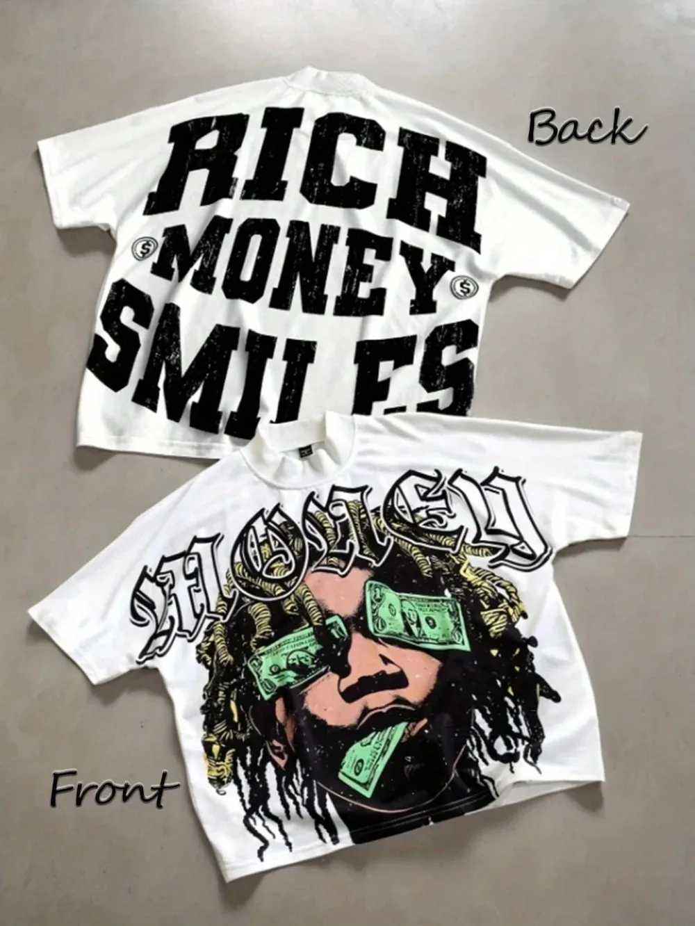 Europäisches und amerikanisches Herren-Sommermode-T-Shirt mit „Wealth“-Aufdruck, bequem, atmungsaktiv, Rundhalsausschnitt, Outdoor-Street-Top – Detail 12
