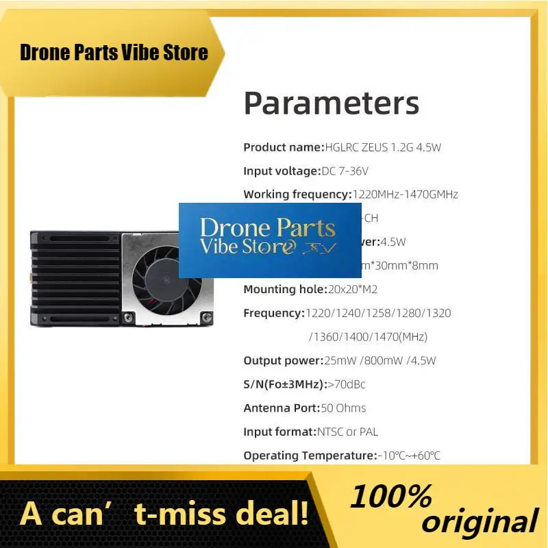

Drone PartsHGLRC ZEUS 1.2G 4.5W VTX 8CH 25mW 800mW 4.5W Power FPV Image Transmission Video Transmitter For Long Range RC FPV Dro