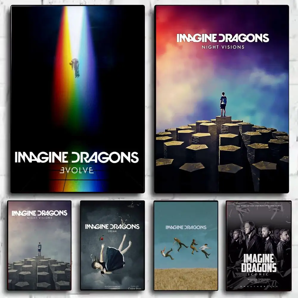 Rock Band I-Imagine D-Dragons Poster Wall Art Poster Print Decorative Artwork for Bedroom Living Room Office Home Decoration