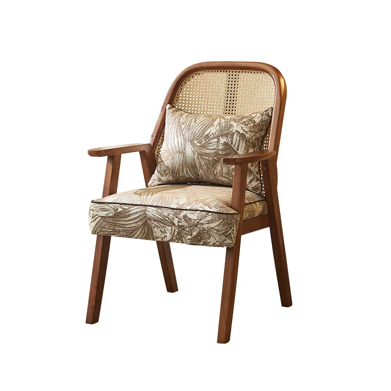 

Ash wood rattan dining chair home modern rattan chair Nordic backrest chair retro designer solid wood dining table and chairs