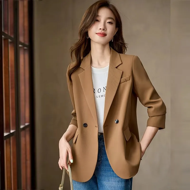 Lnsozkdg Herbst Winter High-end-Hinten Split frauen Jacke Einfache Elegante Göttin Fan Blazer Langarm Anzug Top frauen Kleidung