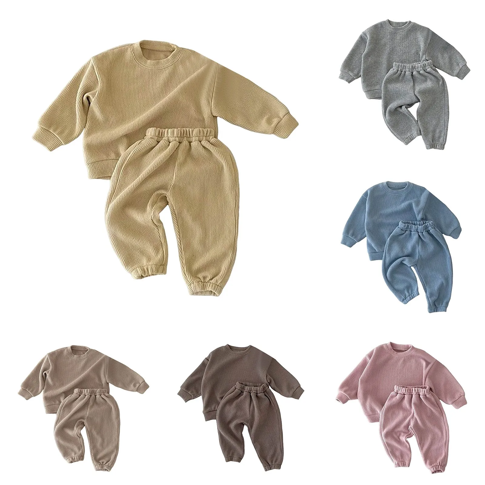 

Baby Kids Sports Outfit Set Toddler Boys Girls Cotton Casual Loose Long Sleeve Top And Pants Two Piece Set Soft Comfortable Sets