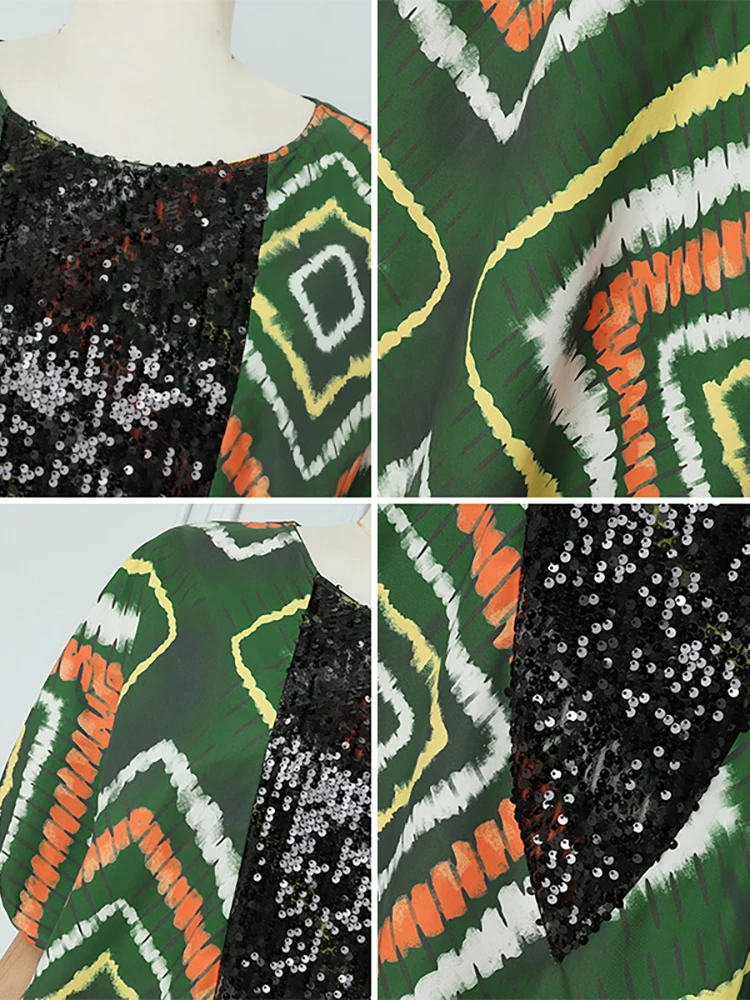 VONDA Women Bohemian Plus Size Dresses Summer Puff Sleeve Print Patchwork Long Maxi Sundress 2025 Vintage Fashion Party Robe 5XL
