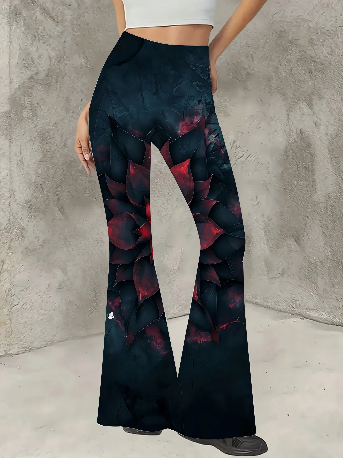 

Women's All-Over Print Flared Leggings Stretchy High Waist Bell Bottom Pants
