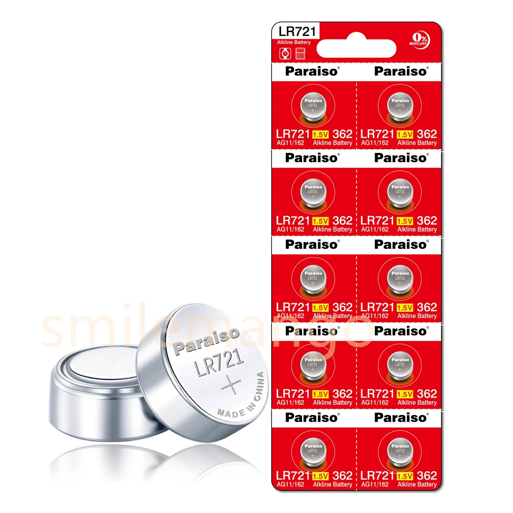 New High-Capacity AG11 LR721 1.55V Button Coin Cell SR721SW 362 361 162   Watch Battery 0%Hg Mercury Free for Watch Toys Remote