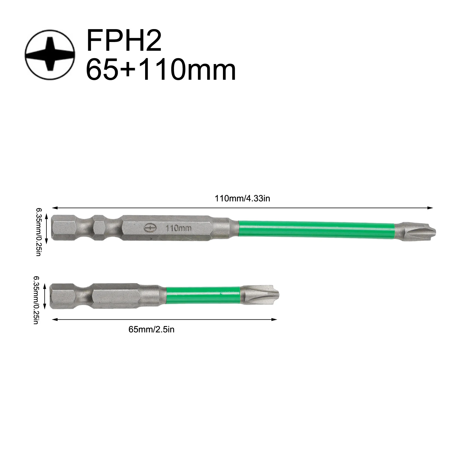 1/2 Uds FPH2 65mm 110mm punta de destornillador de estrella ranurada especial magnética para herramientas de interruptor de enchufe de electricista reemplazar accesorios