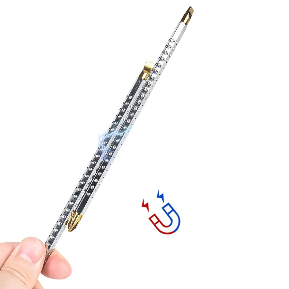 

2pcs Set Ratchet Screwdriver Adjustable Telescopic Double Head Ratchet Handle Screwdriver Bit Slotted Cross Screw Driver