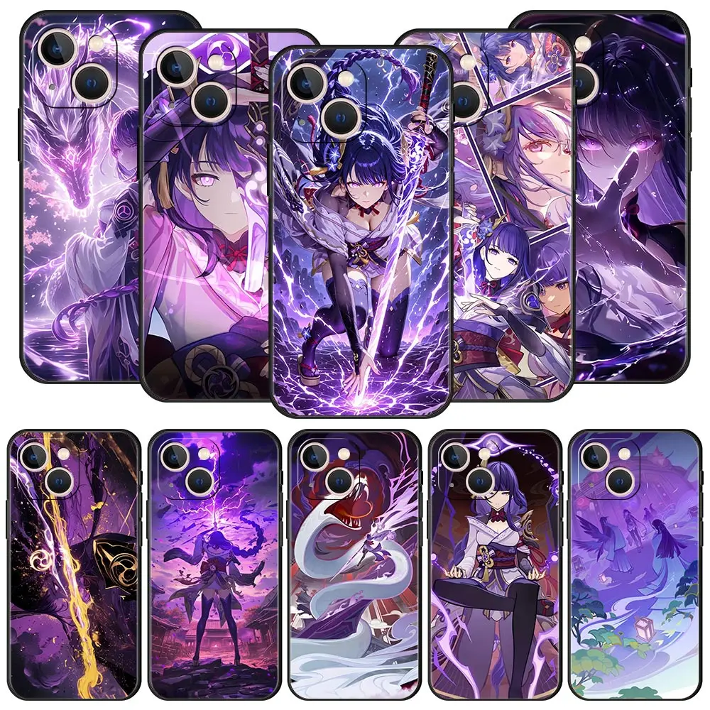 

Чехол для телефона Raiden Shogun Genshin Impact для iPhone 17 16E 15 16 14 13 12 11 Pro Max 7 8 Plus, мягкая задняя крышка из ТПУ