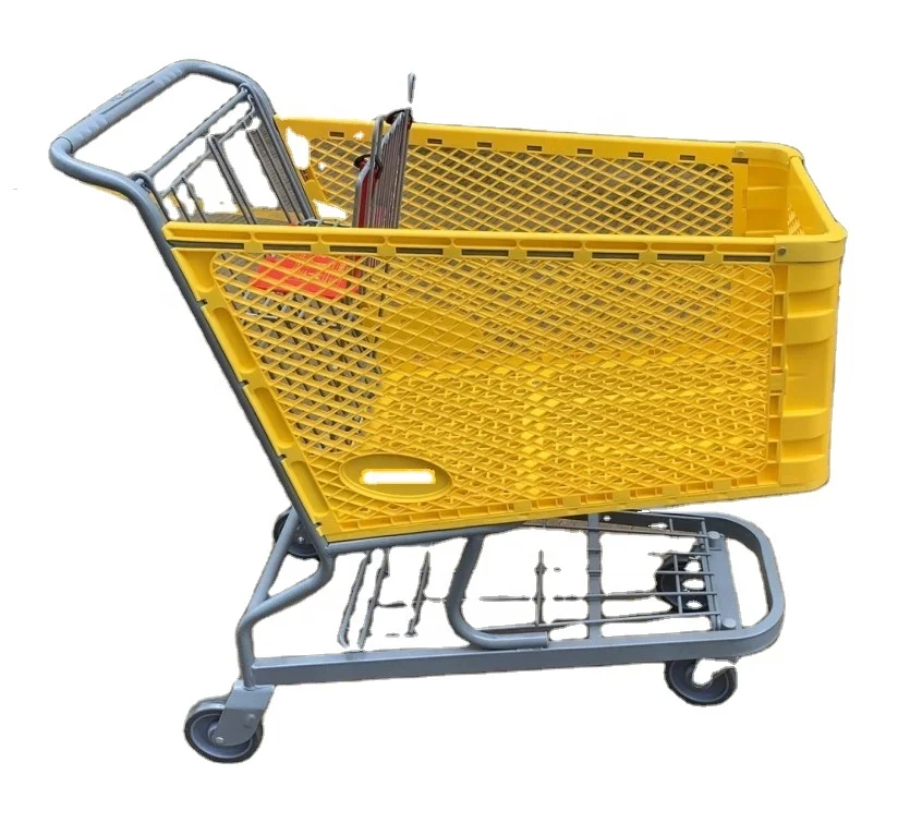 

USA Style Plastic Shopping Cart 180l Large Size 4 Wheels Plastic Carts,180L Plastic Grocery Cart