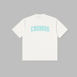 CRONOS Letter Print Men 100% Cotton 210g Oversize T-shirt Gym Fitness Bodybuilding Loose Summer Male Jogging Training Tee Tops