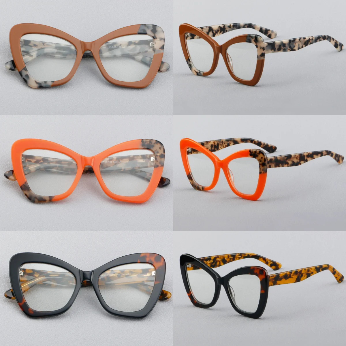 MCYFC Fashion Glasses Frame for Women Split Joint Cat Eye Design Western Style Eyeglasses High Quality Acetate Glasses Frame Men