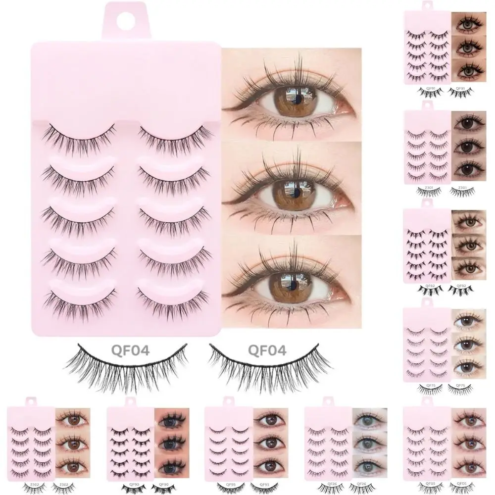 5 paar Manga Wimpers Meerdere Stijlen Anime Cosplay Gesegmenteerde Valse Wimpers Handgemaakte DIY 3D Valse Wimpers Make-up Benodigdheden