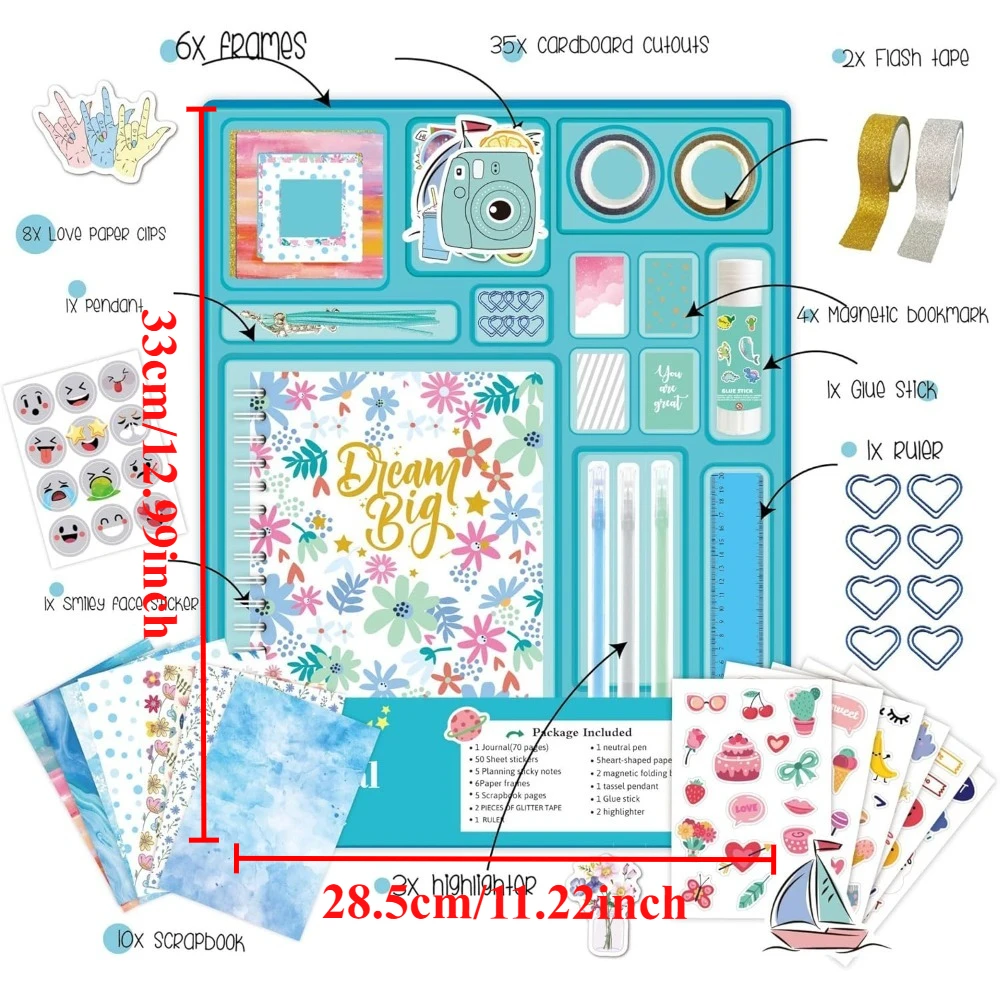 DIY-Tagebuch-Set für Mädchen, Kunsthandwerk-Set für Kinder im Teenageralter, Sammelalbum, Tagebuch, Zubehör, Spielzeug-Set, Geburtstag, Weihnachten, Geschenk