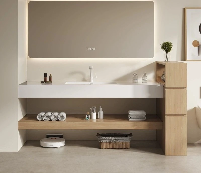 

Шкаф для ванной комнаты, каменная плита, бесшовная встроенная раковина, японский умывальник, унитаз, комбинация шкафа для умывальника