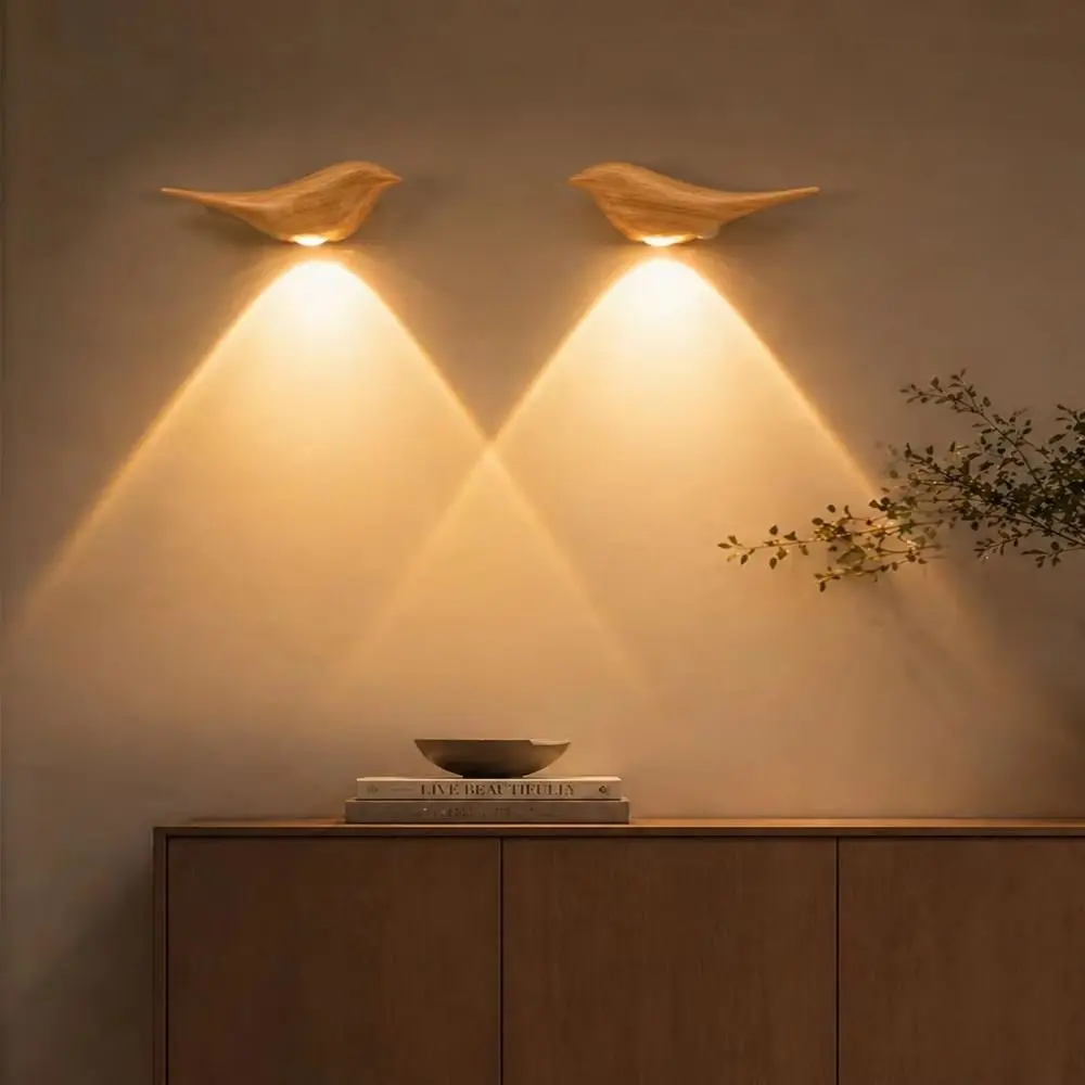 Warm Glow LED Bird Sconce Dimmable Waterproof Magnetic Wall Lamp Cordless Install Touch Switch Bird Shaped Decorative Lamp